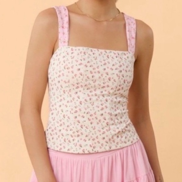NWT Blogilates Pink Tiny Bows Corset Tank Top - Small - Discontinued Style HTF - Picture 2 of 8